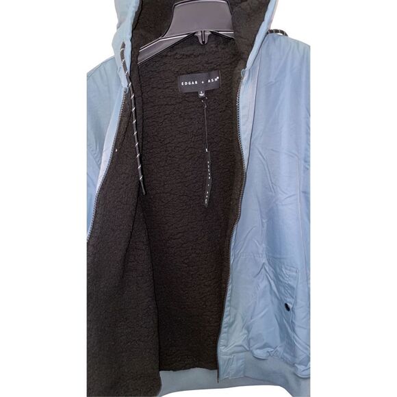Edgar + Ash Blue Mens Windbreak Zip Up Coat Sherpa Lined Size Small NWT - Picture 4 of 5